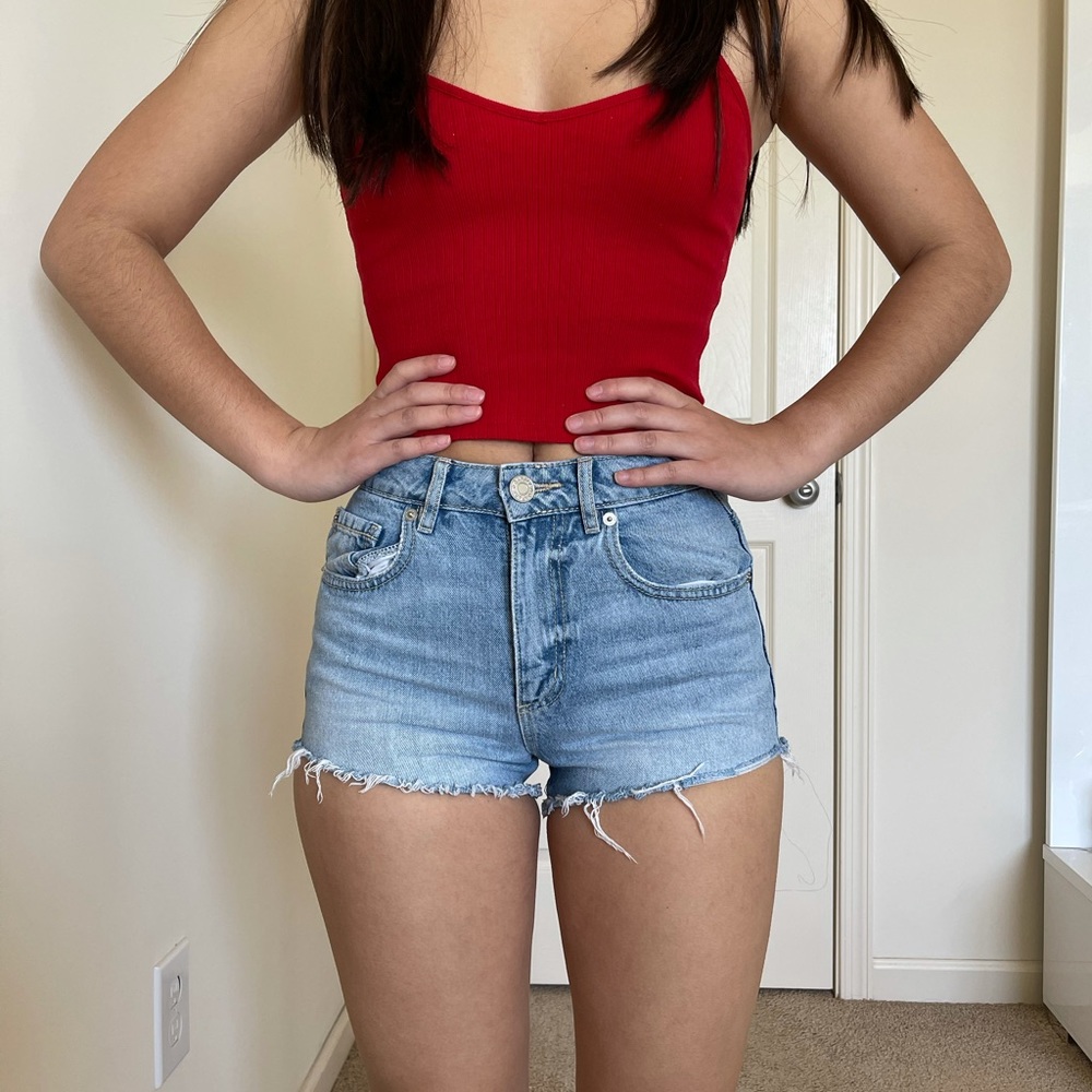 Garage high rise light wash shorts